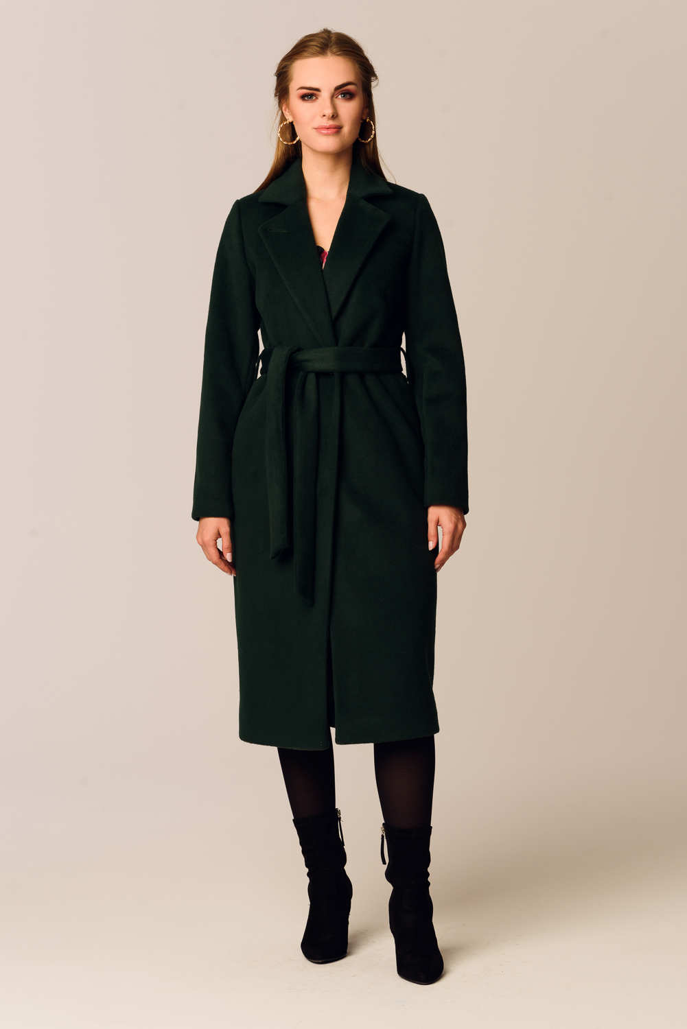 Płaszcz jesienno - zimowy ARIADNA - butelkowa zieleń - obrazek 2