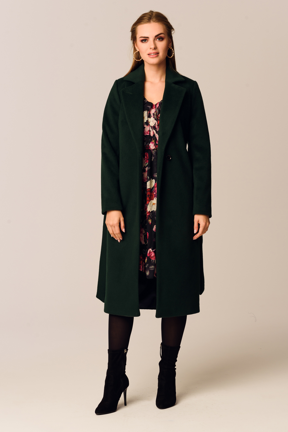 Płaszcz jesienno - zimowy ARIADNA - butelkowa zieleń - obrazek 4