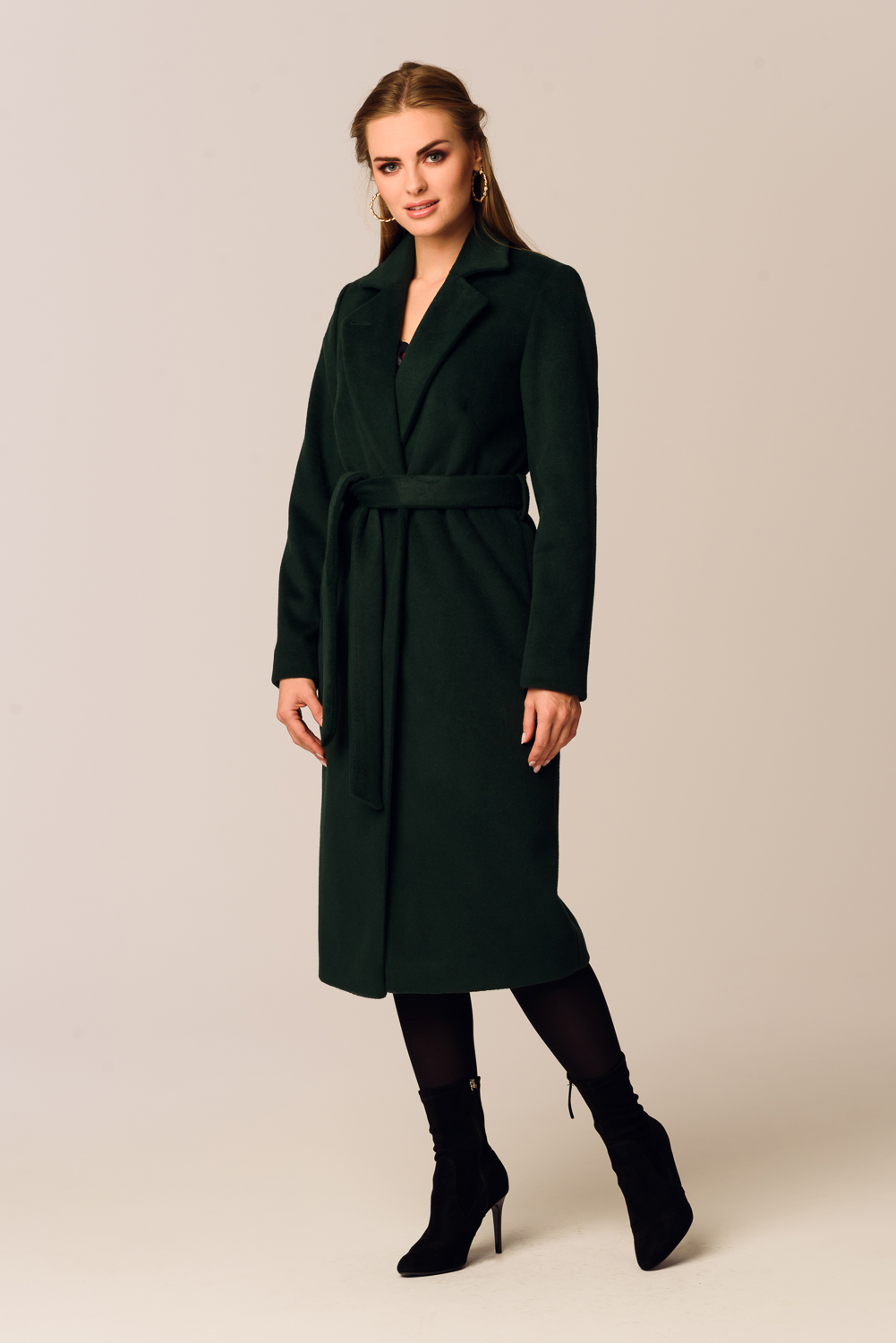 Płaszcz jesienno - zimowy ARIADNA - butelkowa zieleń - obrazek 3