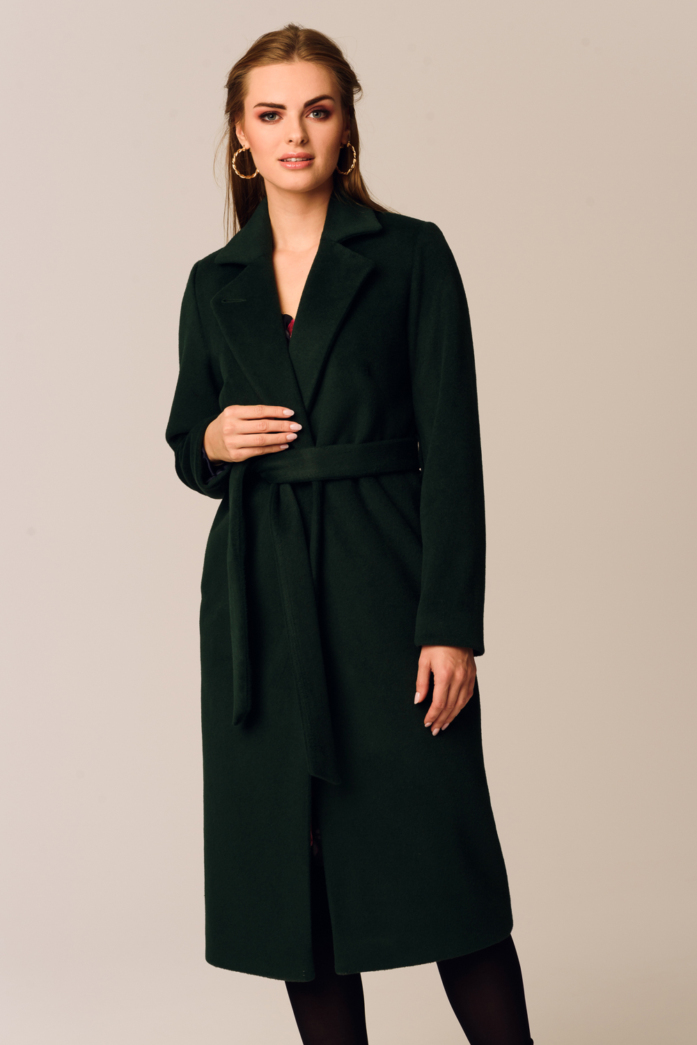 Płaszcz jesienno - zimowy ARIADNA - butelkowa zieleń