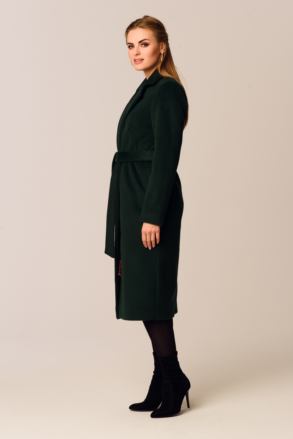 Płaszcz jesienno - zimowy ARIADNA - butelkowa zieleń - obrazek 5